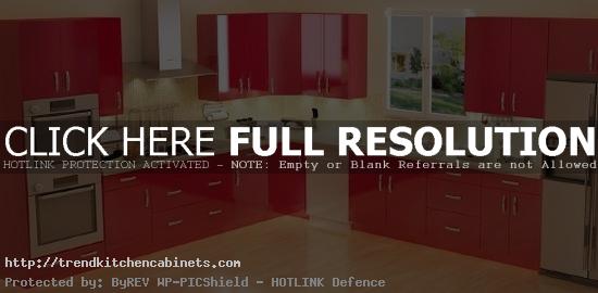 Red Gloss Thermofoil Kitchen Cabinets