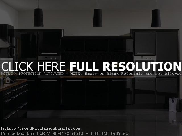 High Gloss Black Kitchen Cabinets With White Wall Kitchen Ideas