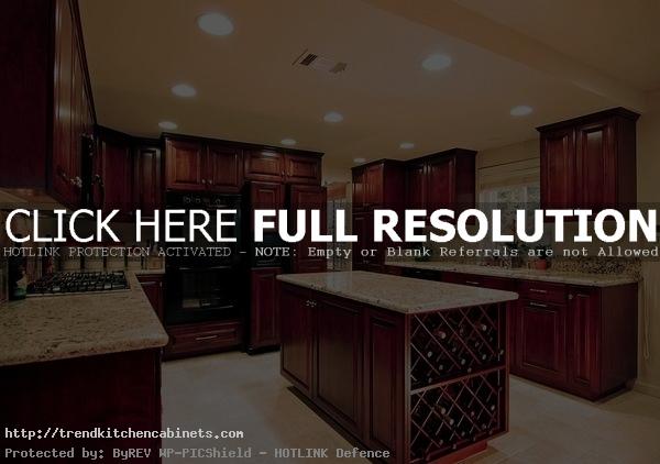 Red Colors Cherry Wood Kitchen Cabinets Ideas