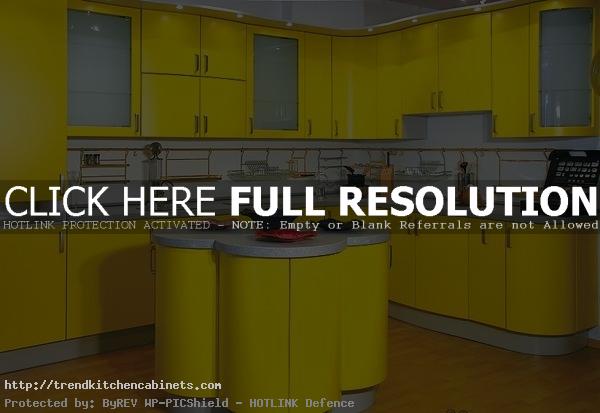 Yellow Kitchen Cabinets In Grey Walls Kitchen Colors