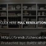 Doorless Kitchen Cabinets With Chalkboard Paint Background