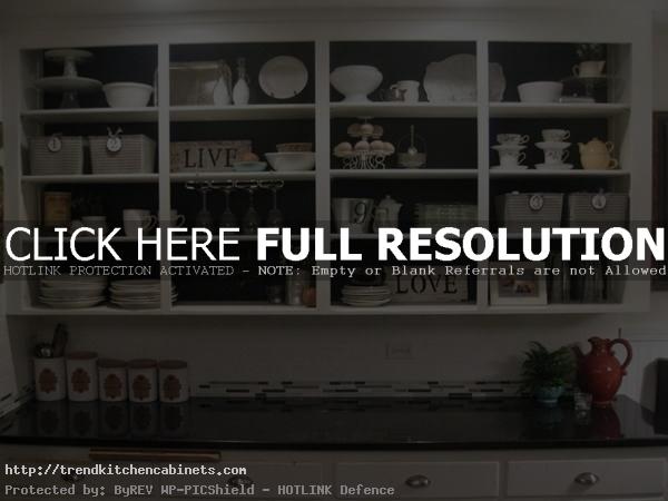 Doorless Kitchen Cabinets With Chalkboard Paint Background