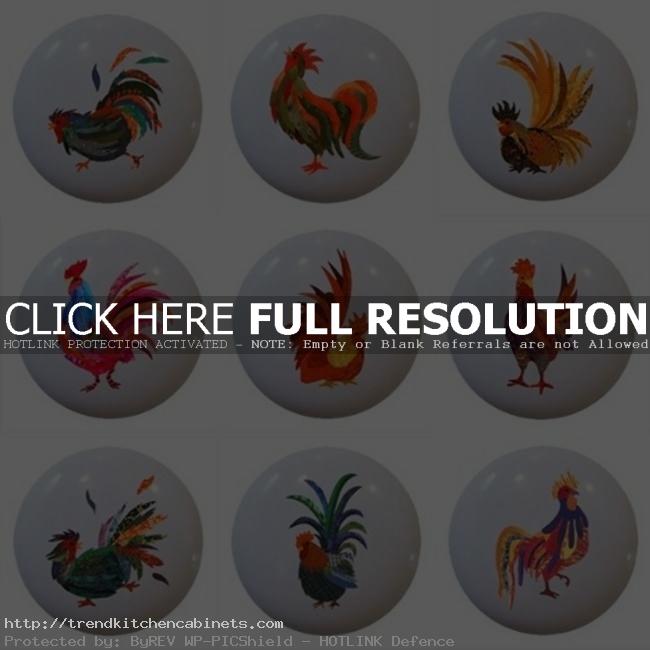 Roosters White Kitchen Cabinet Knobs