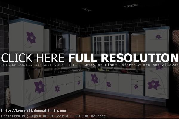 Outrageous Kitchen Cabinets With Purple Flower Vinyl Wallpapers Outrageous Kitchen Cabinets, a Sense of Luxurious 