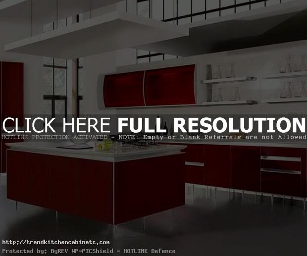 Modern Red White Laminate Kitchen Cabinets Ideas