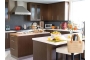 Colored kitchen with brown cabinets will create a harmonized nuance to the surrounding